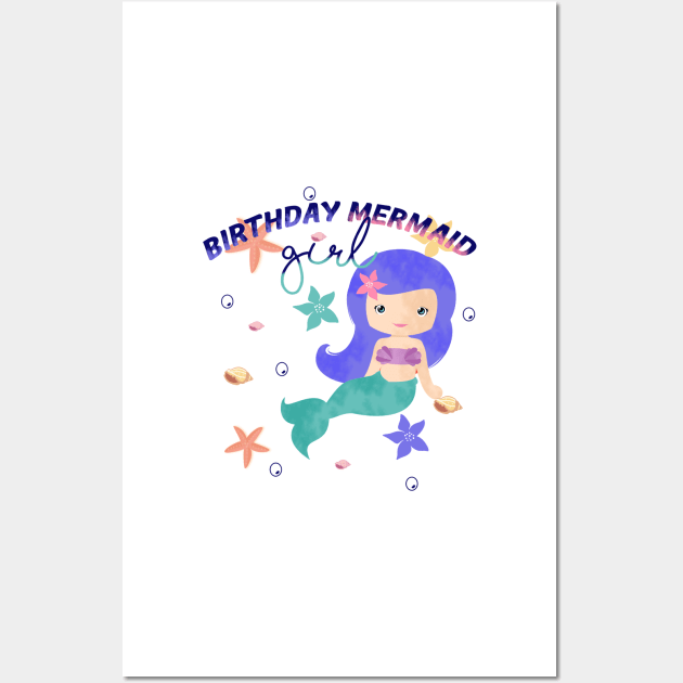 Birthday mermaid girl Wall Art by YaiVargas